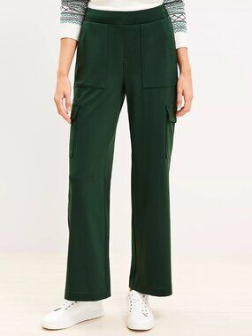 NWT Women's Lou & Grey Luvstretch Wide Leg Cargo Pants Green Sz M